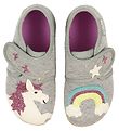 Living Kitzbühel Hausschuhe - Grau Meliert m. Regenbogen/Einhorn