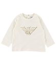 Emporio Armani Blouse - Blanc/Marron av. Logo