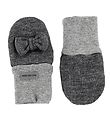 Racing Kids Mittens - Wool/Cotton - Grey w. Bow