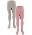 Minymo Tights - 2-Pack - Grey/Rose w. Glitter