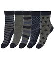 Minymo Chaussettes - 5 Pack - Bleu/Gris  Rayures