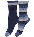 Tommy Hilfiger Socks - 2-Pack - Stripe - Blue Striped/Navy