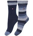 Tommy Hilfiger Chaussettes - 2 Pack - Stripe - Bleu  Rayures/Ma