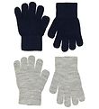 Melton Gloves - 2-Pack - Knitted - Grey Melange/Navy