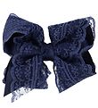 Little Wonders Bow Hair Clip - Navy w. Lace