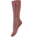 Condor Knee High Socks - Knitted - Dark Pink w. Glitter