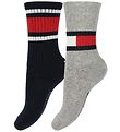 Tommy Hilfiger Chaussettes - 2 Pack - Drapeau - Marine/Gris