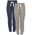 Minymo Sweatpants - 2-pack - Ljusbrun/Blmelerad