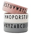 Design Letters Schüssel - 3er-Pack - Pink/Weiß/Grau m. Buchstabe