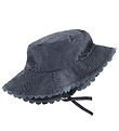 Melton Buckethatt - UV30 - Denim m. Spets