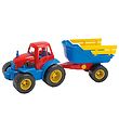 Dantoy Tractor w. Trailer - 41 cm - Red Blue