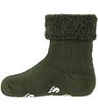 Fuzzies Babysocken m. Antirutsch - Armygrn