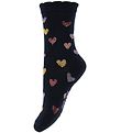 Melton Socks - Navy w. Glitter Hearts