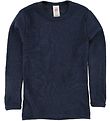 Engel Long Sleeve Top - Wool/Silk - Navy-Blue