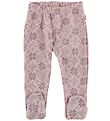 Joha Leggings m. Fuß - Wolle - Pink m. Sternen