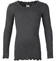 Rosemunde Blouse - Rib - Grey Melange w. Lace