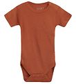 Hust and Claire Bodysuit s/s - Bet - Wool/Bamboo - Burnt Orange
