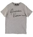 Versace T-Shirt - Grijs Gevlekt m. Tekst
