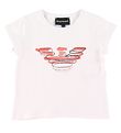 Emporio Armani T-Shirt - Blanc av. Rose Logo