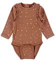 Minymo Bodysuit l/s - Brown w. Spots