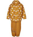 CeLaVi Rainwear w. Suspenders - PU - Mineral Yellow w. Elephants