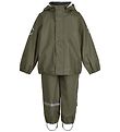 Mikk-Line Rainwear w. Suspenders - PU - Recycled - Dusty Olive