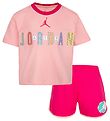 Jordan Sweat Shorts/T-shirt - Girls Bff - Rush Pink w. Print