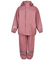 Color Kids Rainwear w. Suspenders - PU - Old Rose