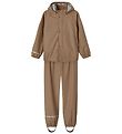 Name It Rainwear w. Suspenders - Noos - NknDry - PU - Tigers Eye