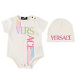 Versace Gift Box - Beanie/Bodysuit s/s - White/Pink w. Logo