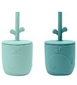 Done By Deer Becher m. Strohhalme - 2er-Pack - Peekaboo - Blau