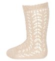 Condor Chaussettes Hautes av. Pointelle - Beige