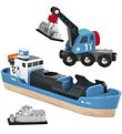 BRIO World Freight Ship and Crane - Blue 33534