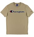 Champion Fashion Stuttermabolur - Khaki M. Lógó