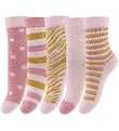 Minymo Chaussettes - 5 Pack - Rose av. A Rayures