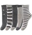 Minymo Socks - 5-pack - Light Grey Melange w. Stripes