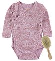 Soft Gallery Newborn Set - Wrap Bodysuit l/s + Hairbrush - Laven