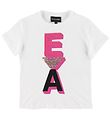 Emporio Armani T-shirt - White w. Pink/Gold