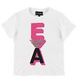 Emporio Armani T-Shirt - Blanc av. Rose/Or