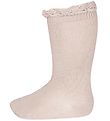 Condor Chaussettes Hautes av. Dentelle - Marron Clair