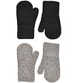 CeLaVi Mittens - Wool/Nylon - 2-pack - Black/Grey Melange 