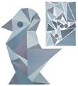 Sebra Wallstickers - Blár rúmfræðilegur fugl