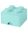LEGO Storage Drawer - 4 Knobs - 25x25x18 - Aqua Blue