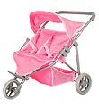 MaMaMeMo Puppe Tvillinge Klapvogn - Pink