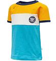 Hummel T-shirt - hmlAnton - Yellow/Turquoise