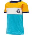Hummel Stuttermabolur - hmlAnton - Gult/Grænblátt
