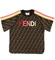 Fendi T-shirt - Brown w. Allover Logo Print