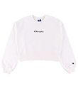 Champion Fashion Sweatshirt - Cropped - White w. Logo