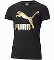 Puma T-Shirt - Classics - Zwart m. Goudprint
