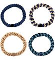 Kknekki Elastic Hair Bands - 4-Pack - Beige/Navy/Glitter